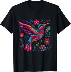 Hummingbird Animal Lover Nature Graphic Art Tropical Bird T-Shirt - T-Shirt | Black