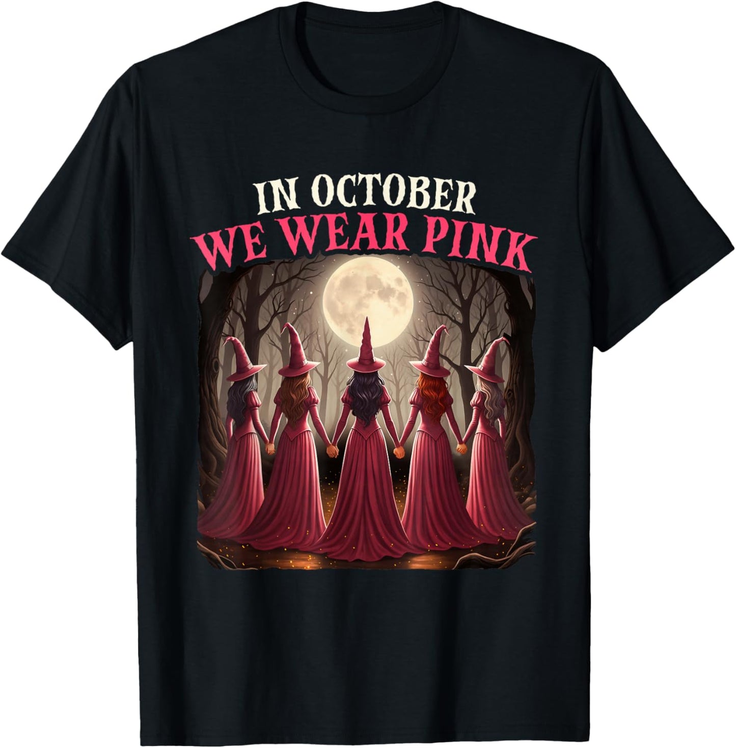 in October We Wear Pink - Halloween Breast Cancer Awerness T-Shirt - T-Shirt | Black