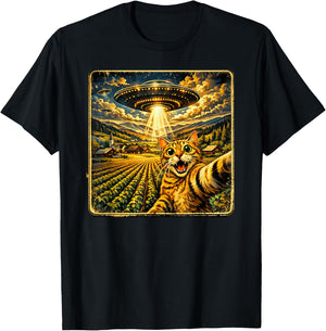 Funny Cat Selfie Alien T-Shirt - T-Shirt | Black