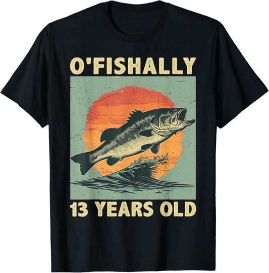 Ofishally 13 Years Old 2011 Fishing Fisherman 13th Birthday T-Shirt - T-Shirt | Black