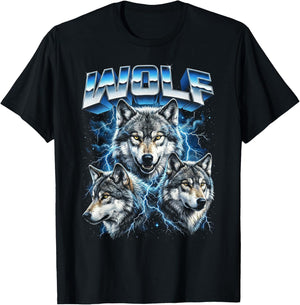 Loup Vintage années 80 rétro drôle Loup Faune Sauvage années 90 Hommes Femmes T-Shirt - T-Shirt | Black