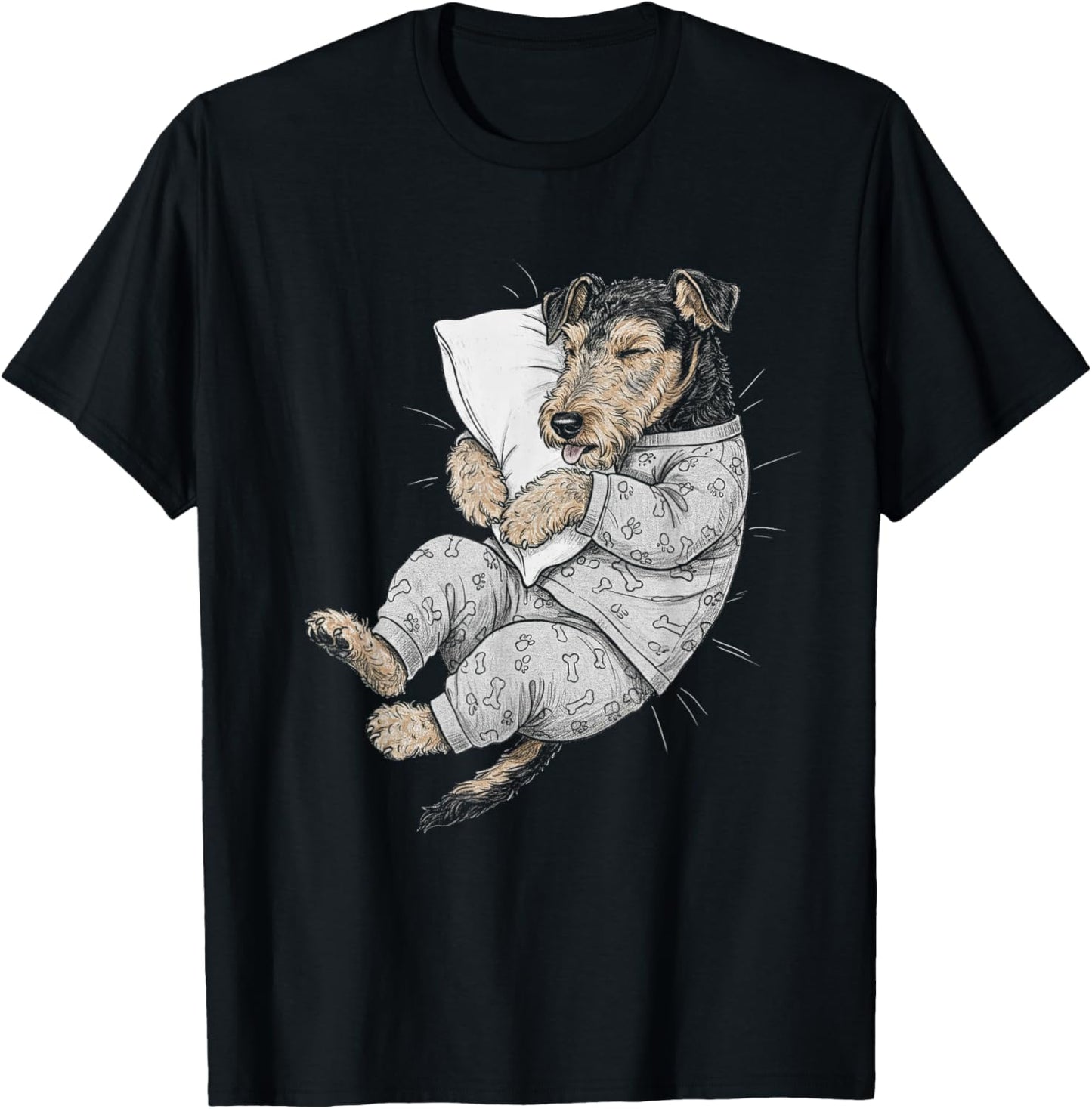 Funny Sleepy Airedale Terrier Pajama Men Women Kids T-Shirt - T-Shirt | Black