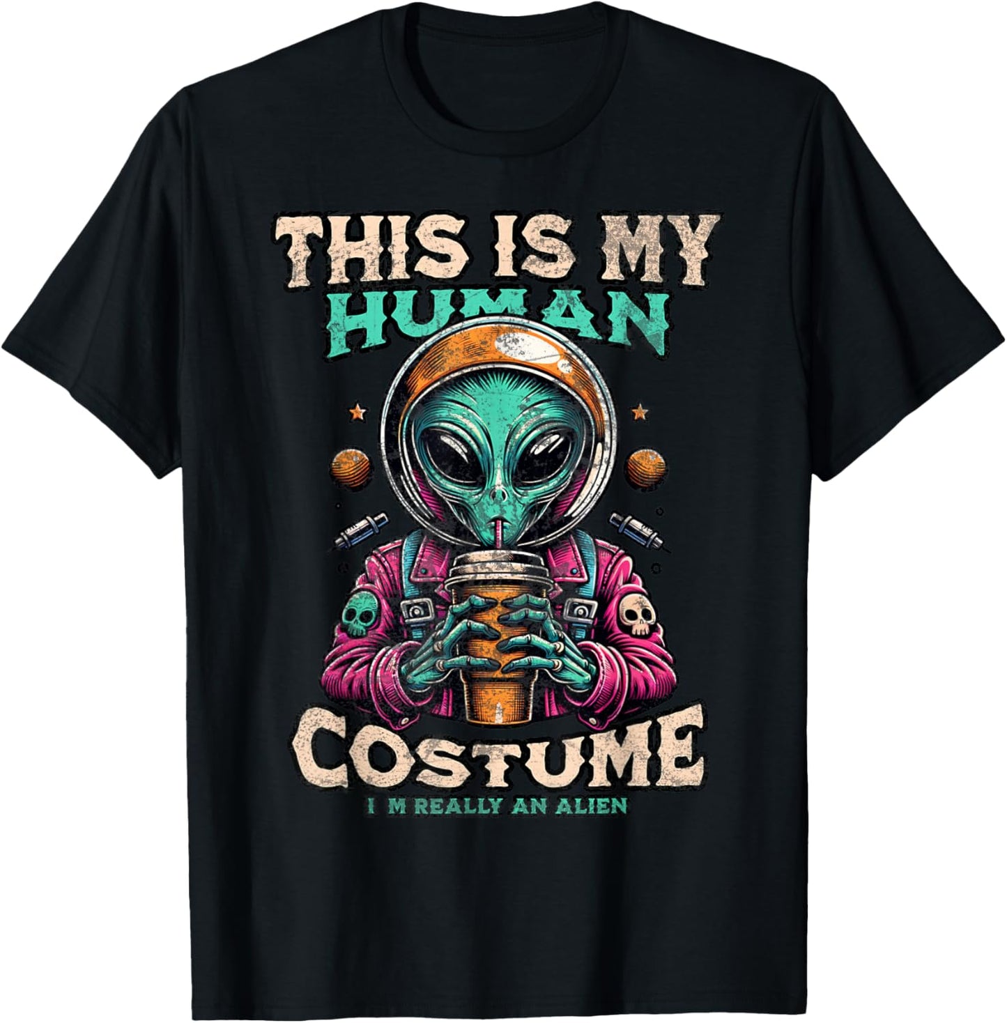 This Is My Human Costume Funny Alien Halloween T-Shirt - T-Shirt | Black