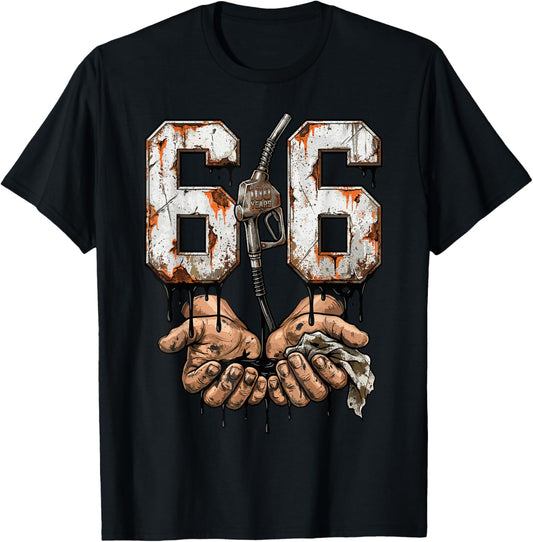 Route 66 100 Years Centennial Gas Pump Mechanic Vintage RETR T-Shirt - T-Shirt | Black