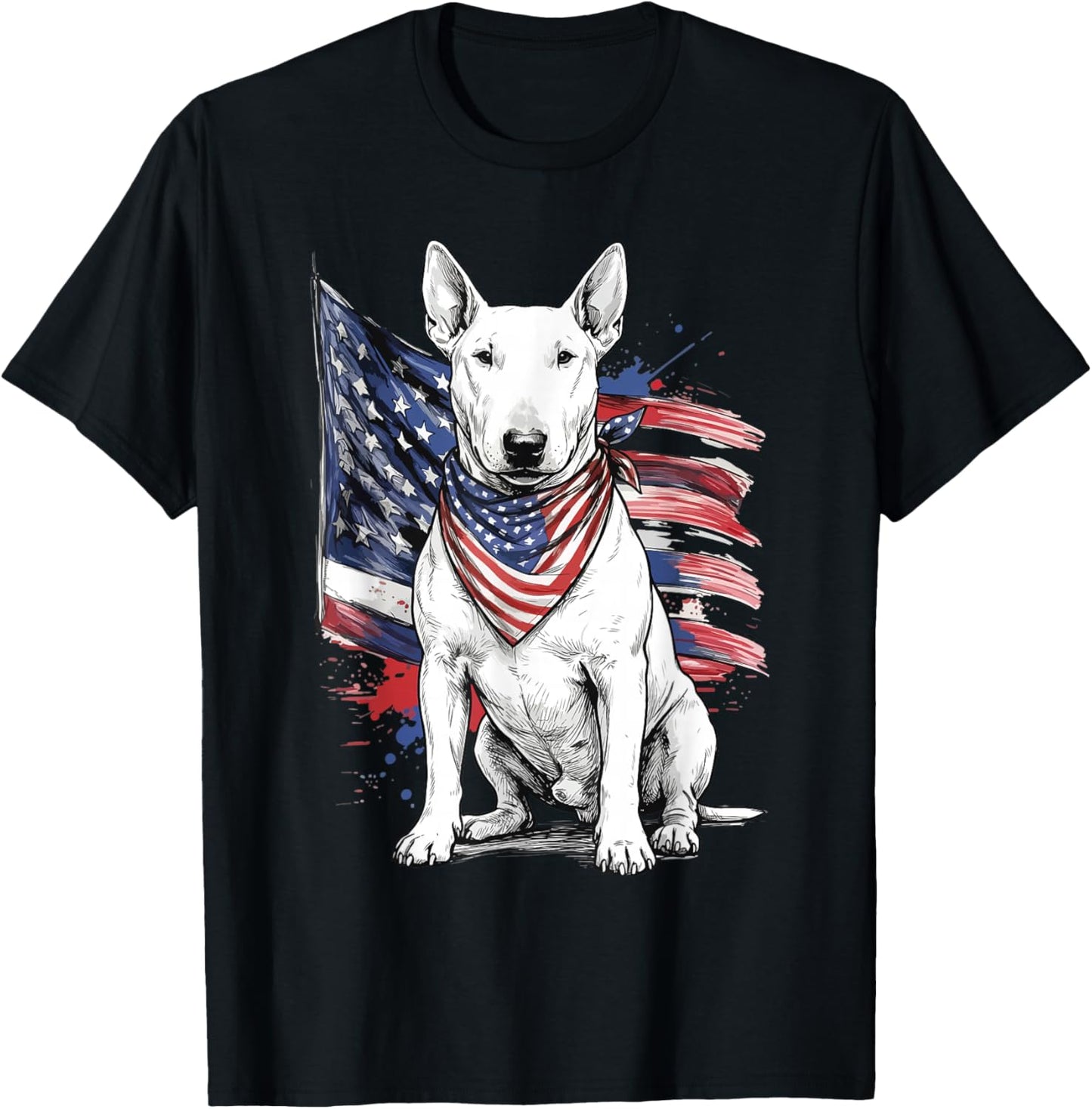 Bull Terrier 4th of July Patriotic Dog T-Shirt - T-Shirt | Black