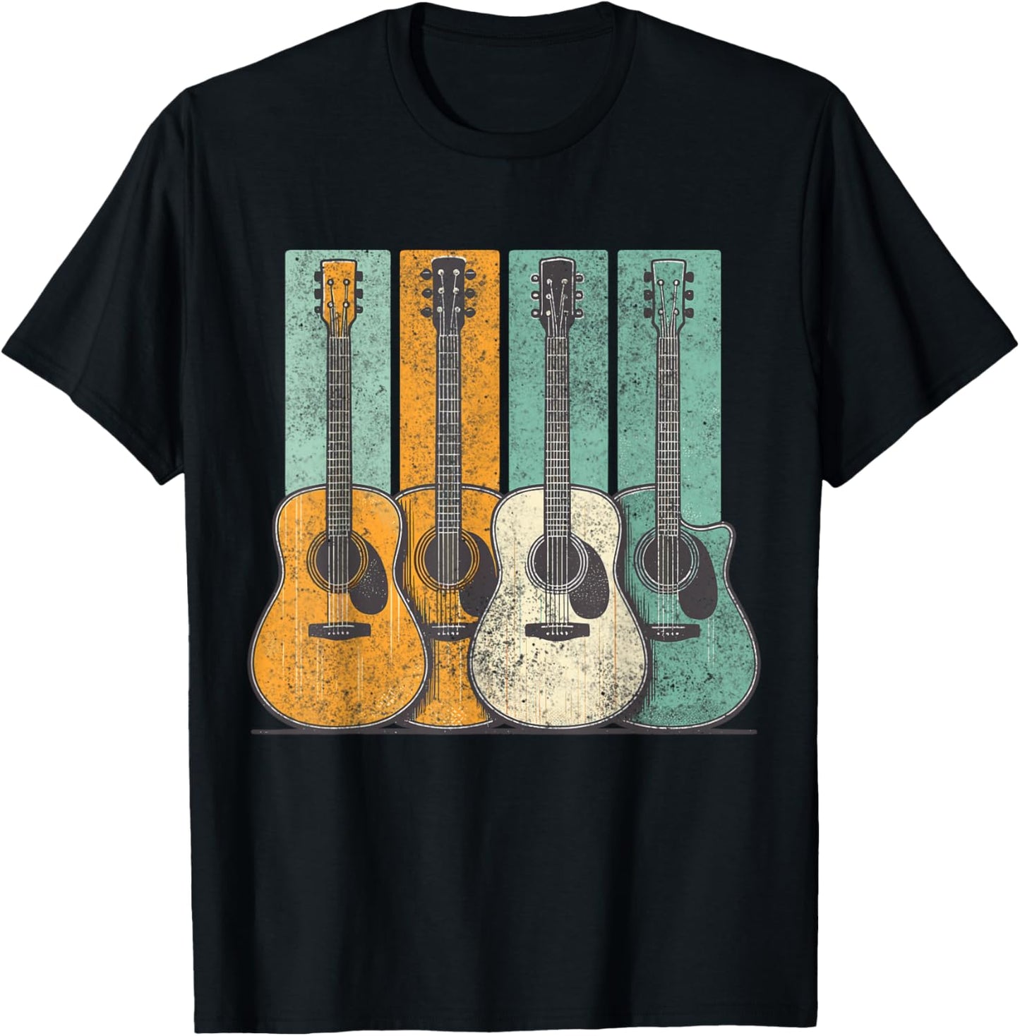 Acoustic Guitar Vintage Guitarist Music T-Shirt - T-Shirt | Black