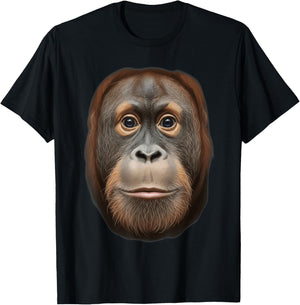 Orangutan Face Jungle Animals Christmas Monkey Holiday Cute T-Shirt - T-Shirt | Black