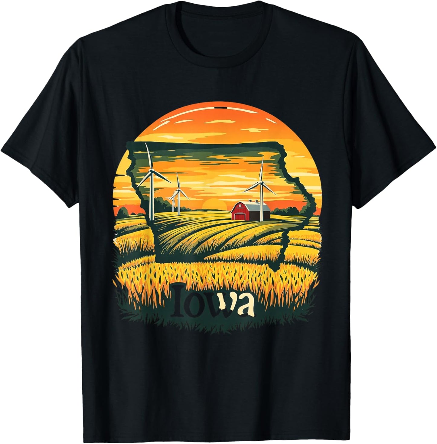Retro Iowa Home State IA Nature Sunset Vintage T-Shirt - T-Shirt | Black