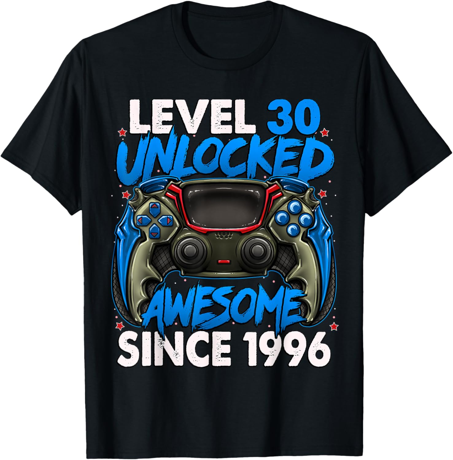Level 30 Unlocked Awesome Since 1996 30th Birthday Gaming T-Shirt - T-Shirt | Black