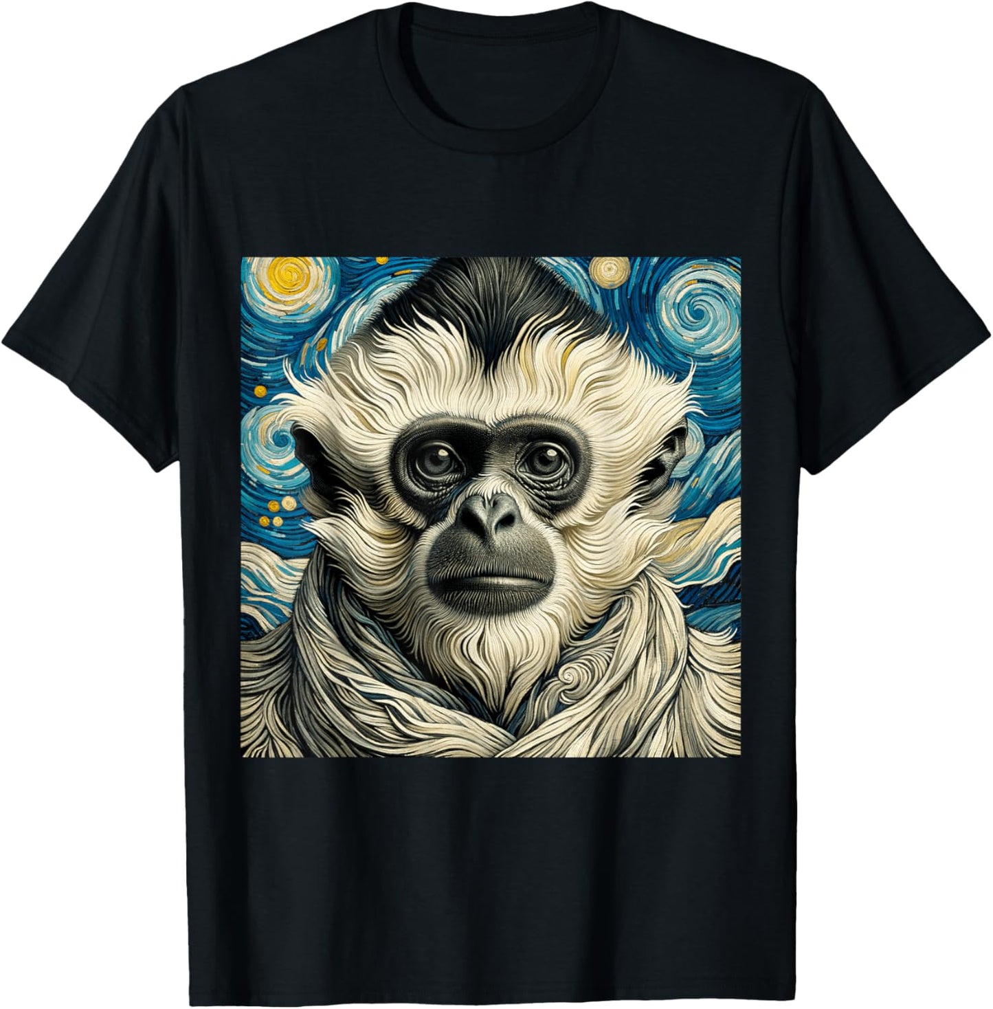 Vincent Van Gogh Shirt Monkey Yunnan White-Handed Gibbon Art T-Shirt - T-Shirt | Black