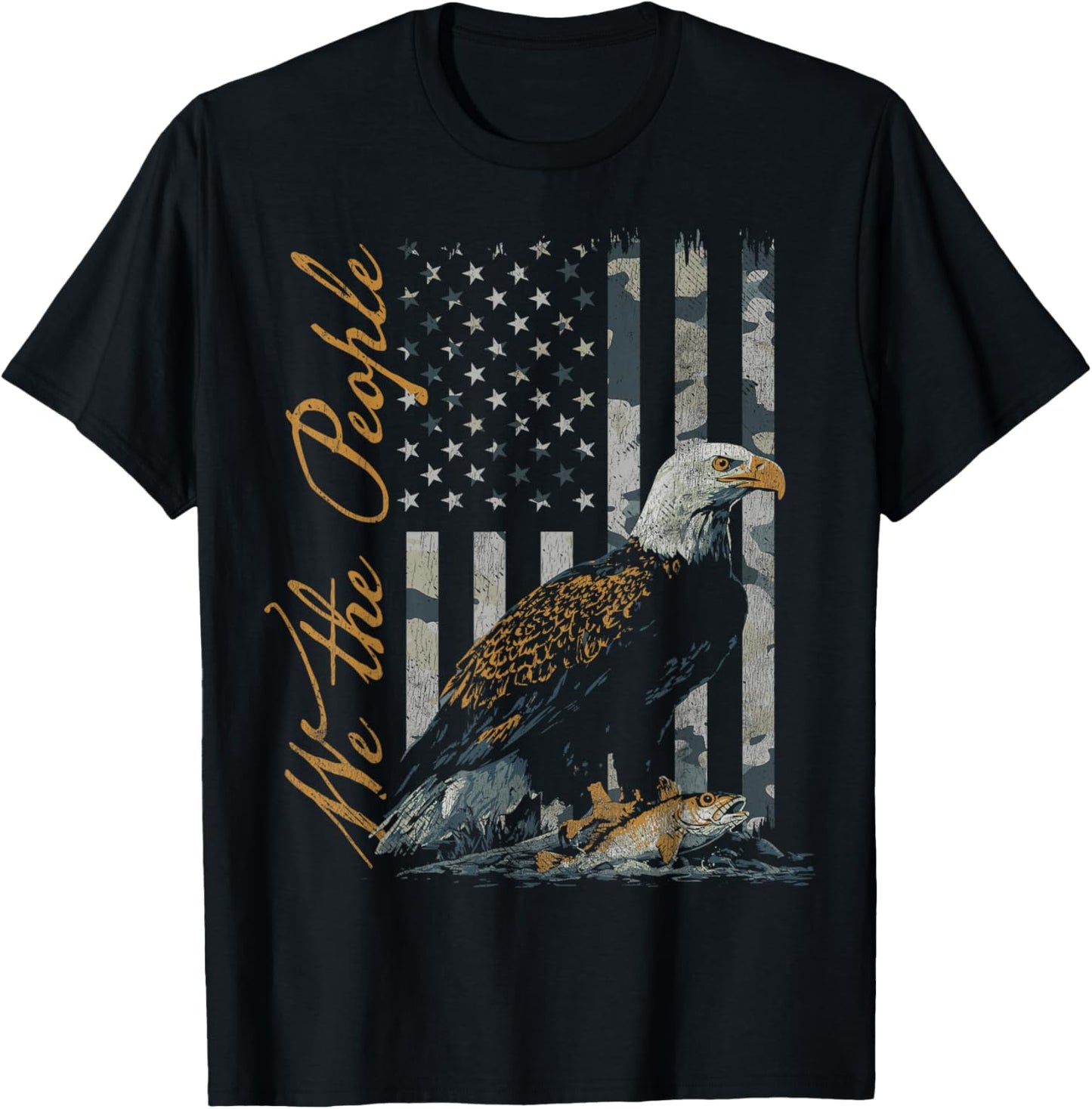 We The People American Flag Patriotic Bald Eagle T-Shirt - T-Shirt | Black