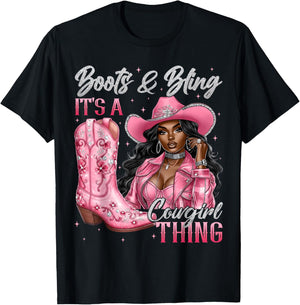 Boots and Bling It is A Cowgirl Black History Month Women T-Shirt - T-Shirt | Black