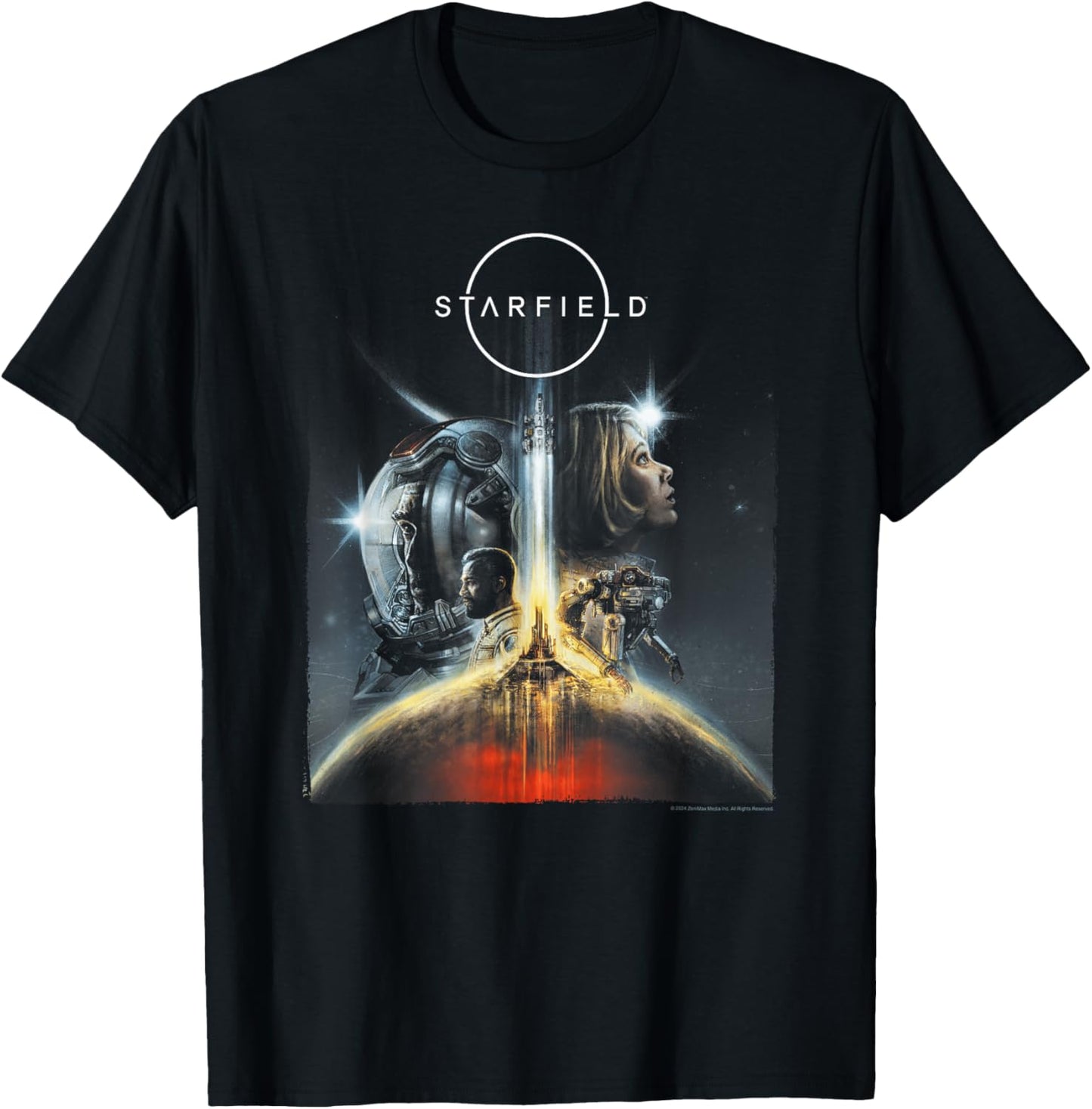 Starfield Cover Art Characters Video Game T-Shirt - T-Shirt | Black