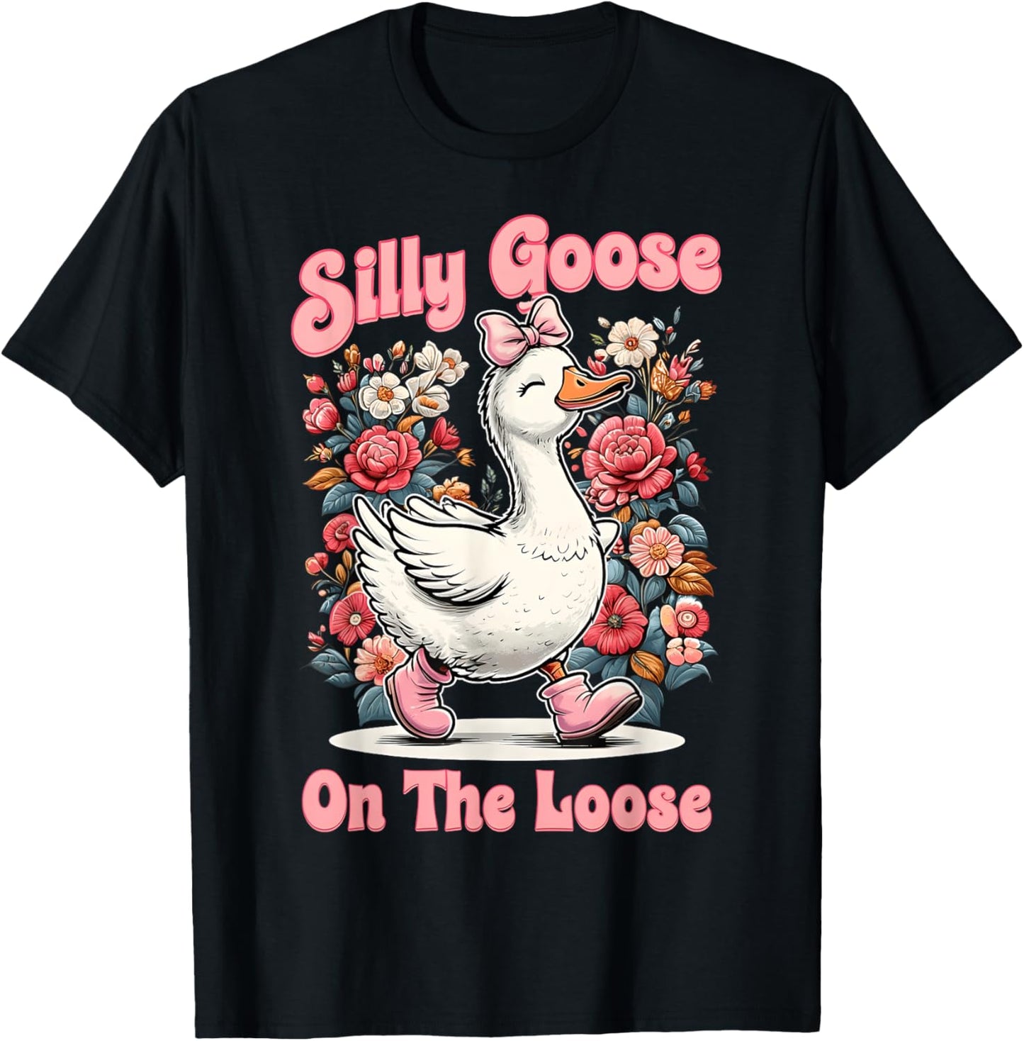 Silly Goose Mommy Funny Floral Silly Goose Mama Mother's Day T-Shirt - T-Shirt | Black