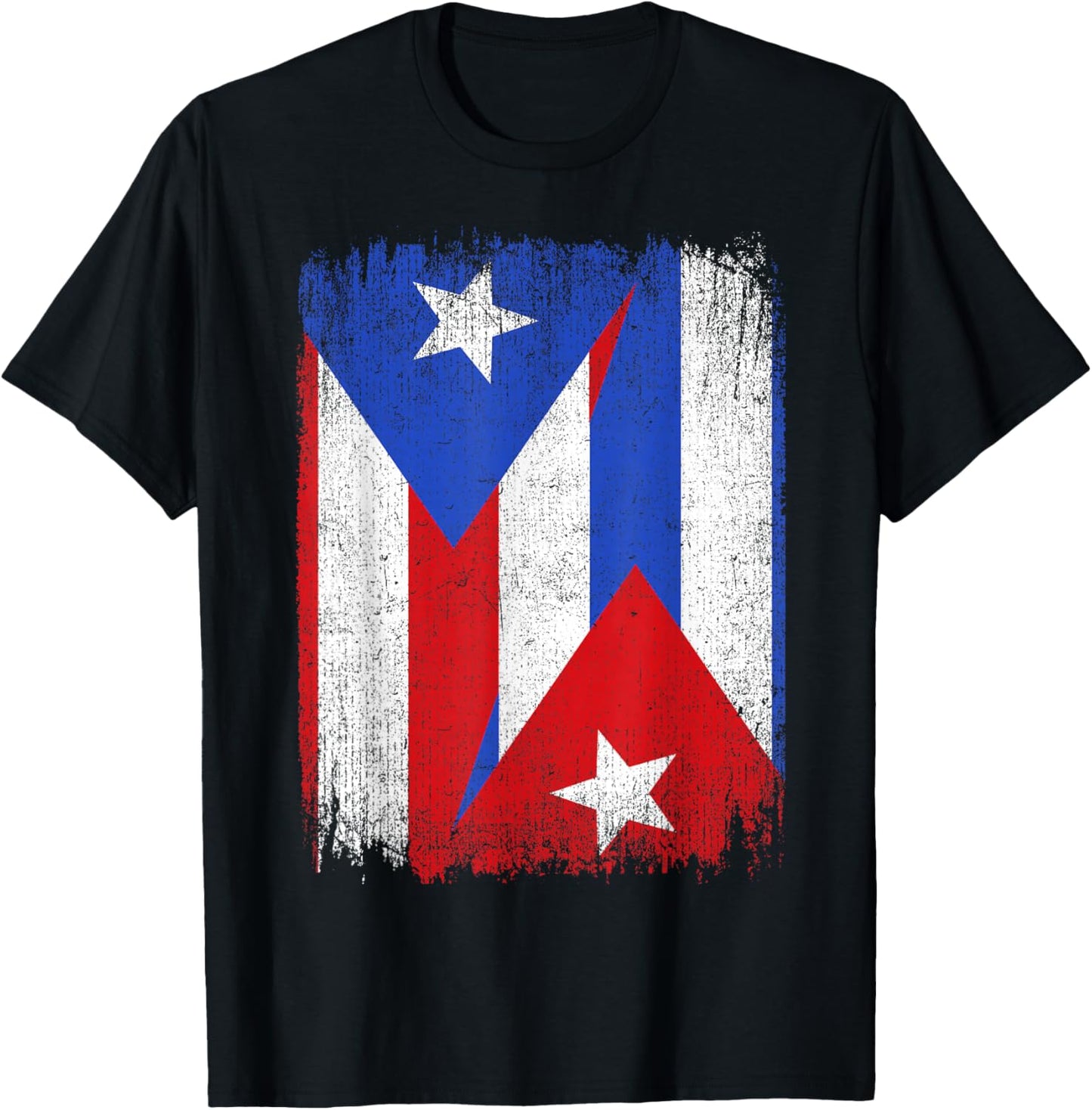 Half Puerto Rico Cuba Flag Cuban Pride Roots T-Shirt - T-Shirt | Black