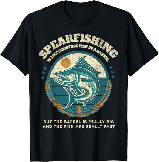 Funny Spearfishing Humor for Spearos, Like Fish in a Barrel T-Shirt - T-Shirt | Black
