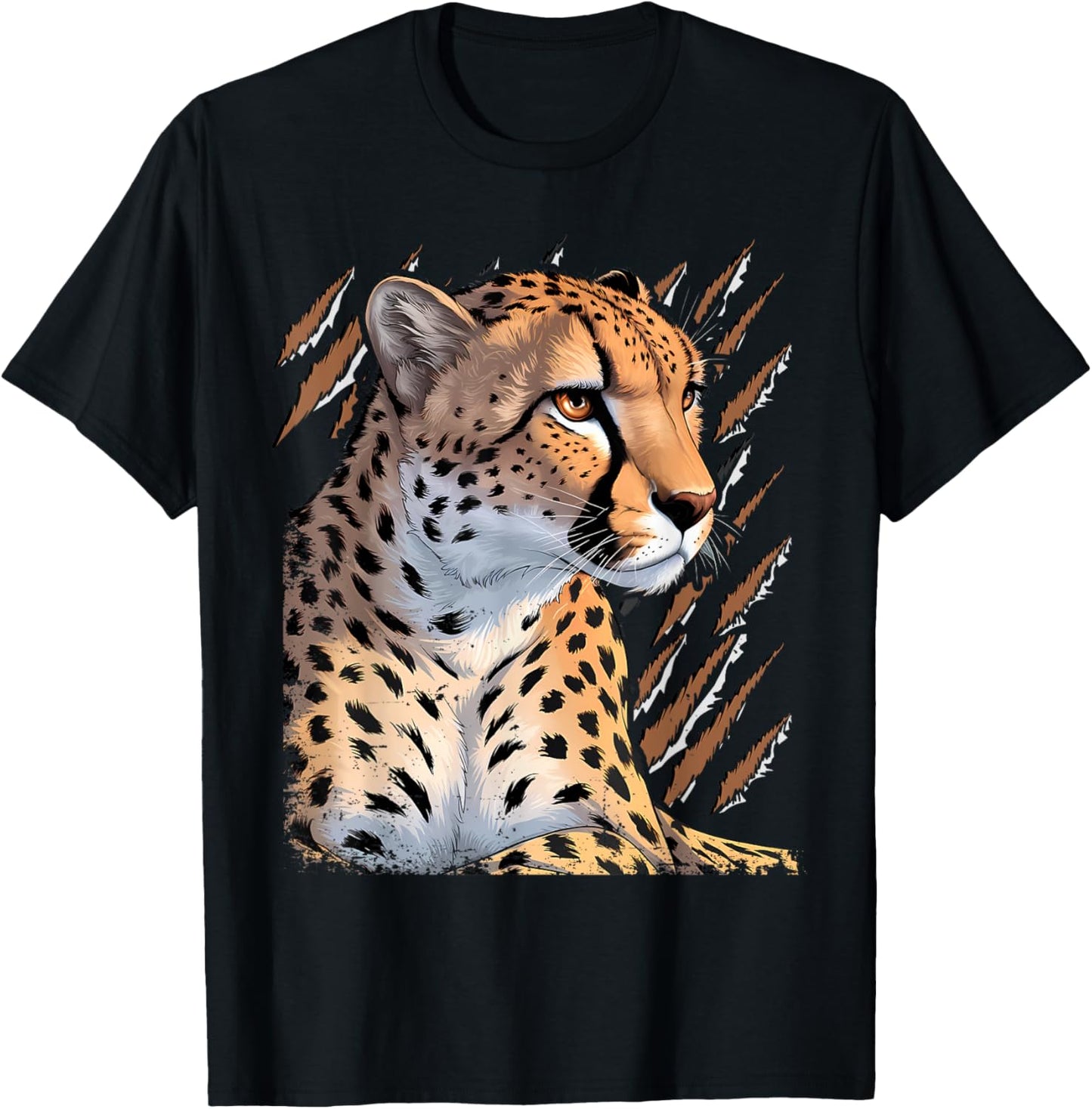 Leopard Cheetah Tiger Leopard Face Lion Cat T-Shirt - T-Shirt | Black