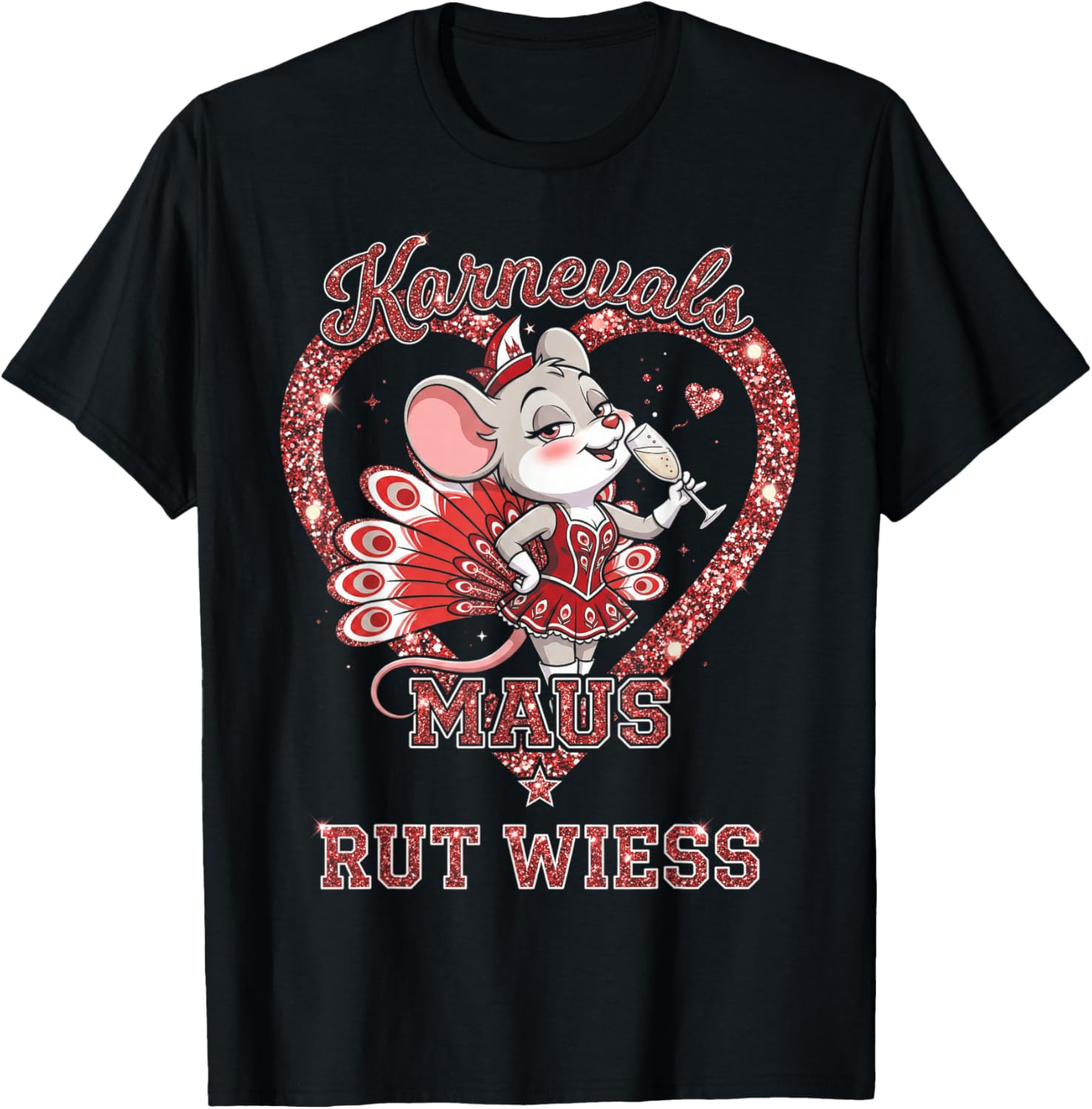 Karnevalsmaus RUT WIESS Köln Fasching Kostüm Look T-Shirt - T-Shirt | Black