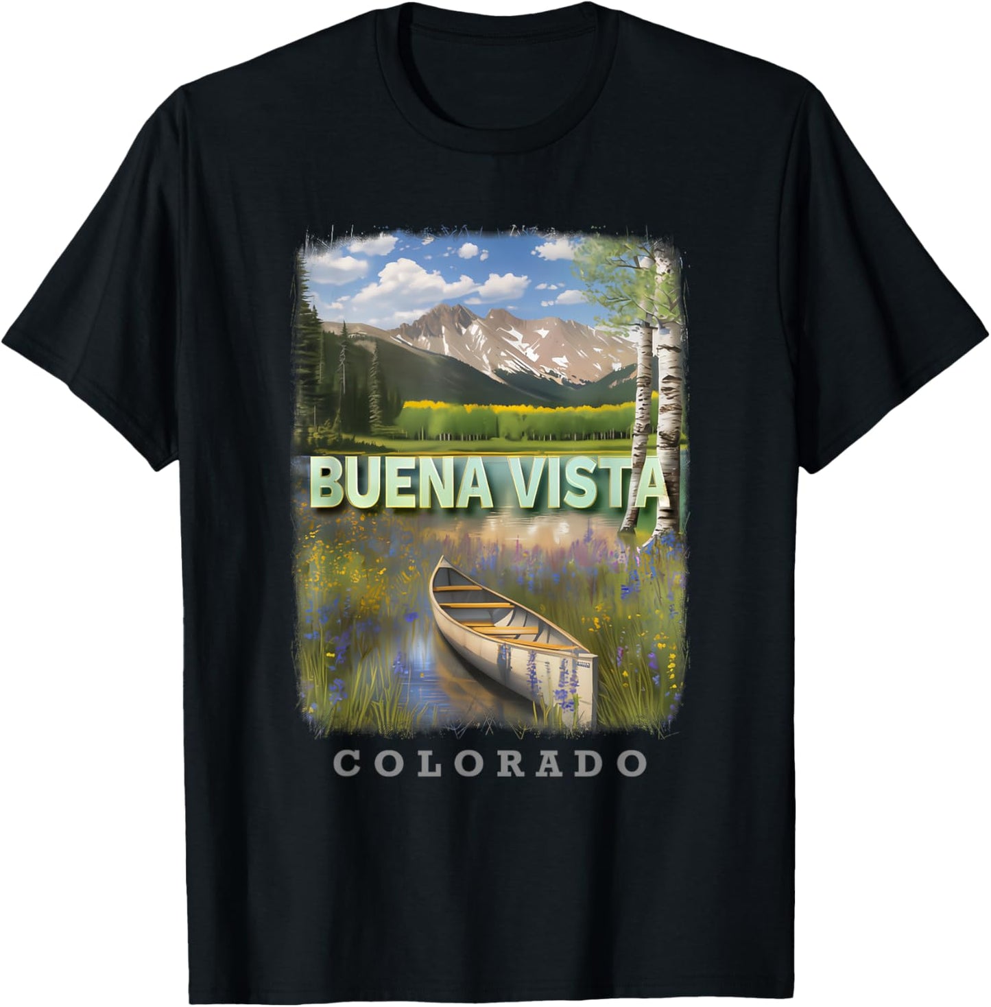 Buena Vista Colorado CO Tranquil Wilderness SD068 T-Shirt - T-Shirt | Black