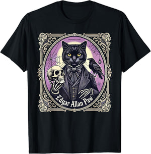“Edgar Allan Paw” Funny Pun Black Cat Gothic Theme T-Shirt - T-Shirt | Black