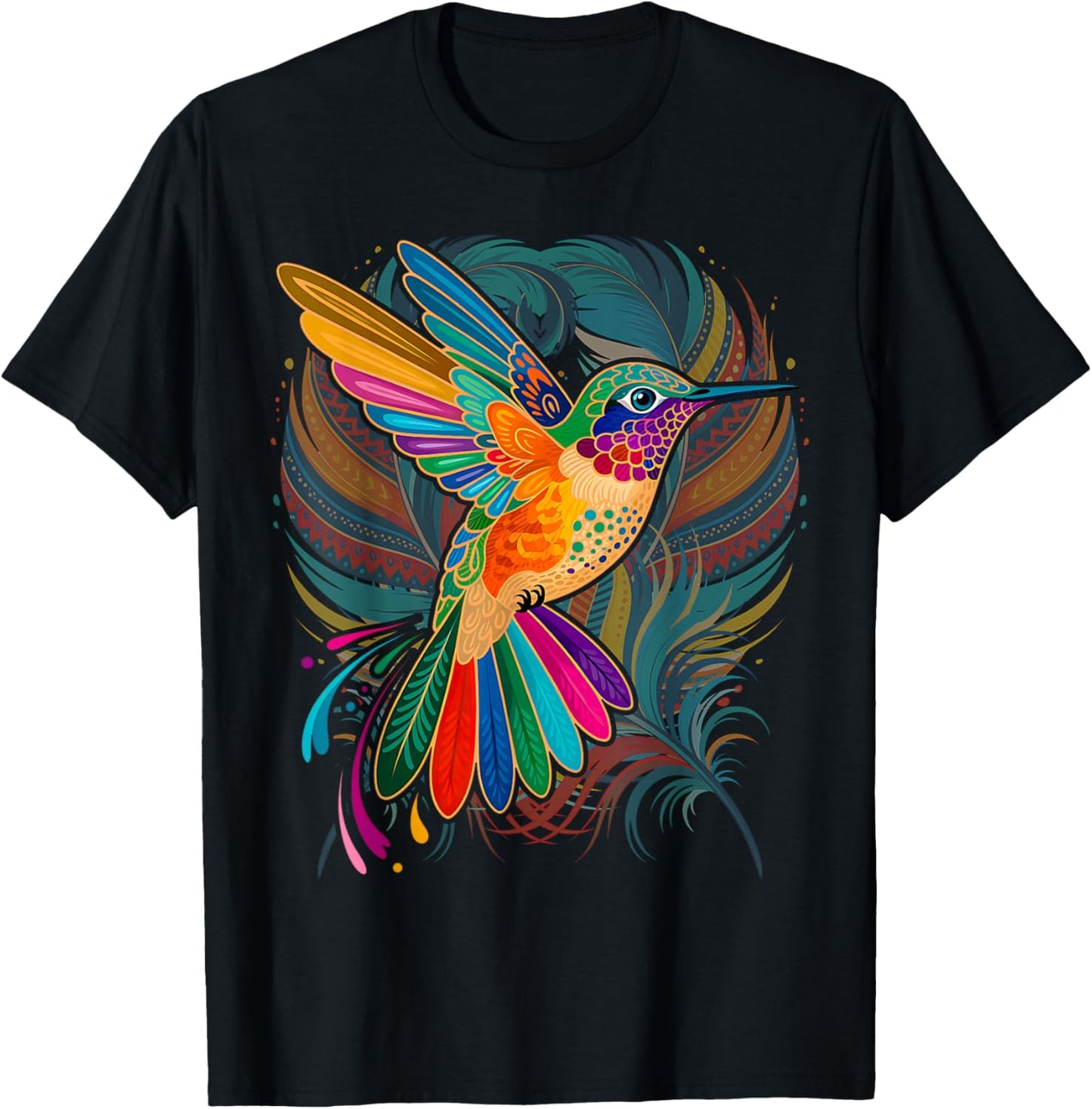 Hummingbird Indian Tribal Art Indigenous T-Shirt - T-Shirt | Black