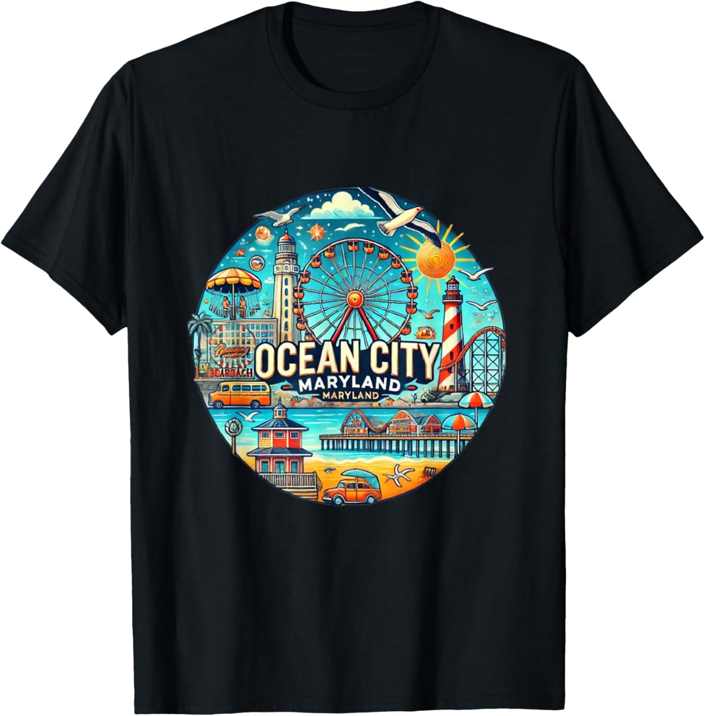 Ocean City Maryland Boardwalk youthful T-Shirt - T-Shirt | Black