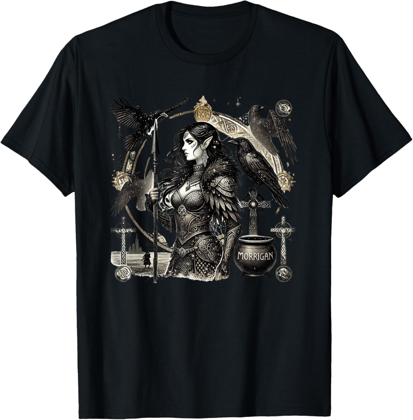 The Morrigan: Celtic Goddess of War and Fate, Raven Power T-Shirt - T-Shirt | Black