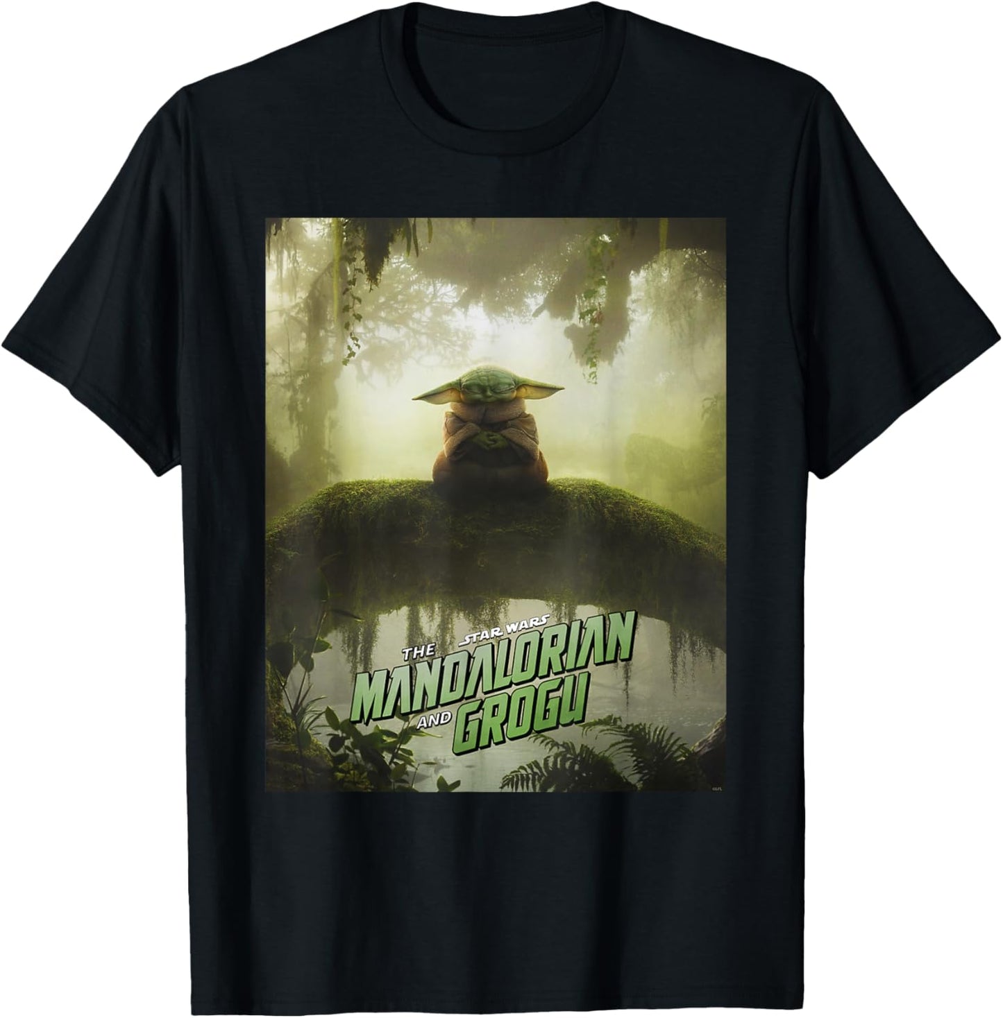 Star Wars The Mandalorian and Grogu Movie Meditating Poster T-Shirt - T-Shirt | Black