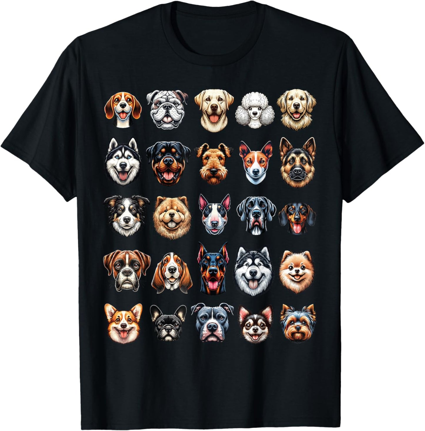 Types of Dogs Breeds Chart Educational Canine Enthusiast T-Shirt - T-Shirt | Black