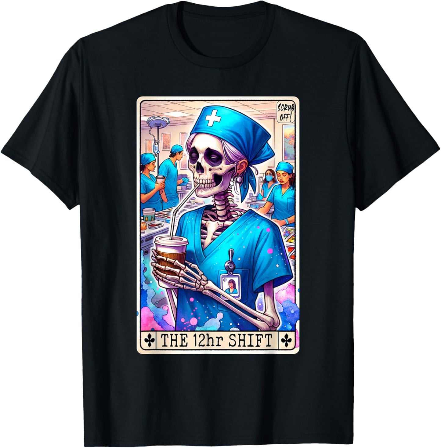 Funny Nurse Tarot Card Doctor Hospital 12hr Shift Night RN T-Shirt - T-Shirt | Black