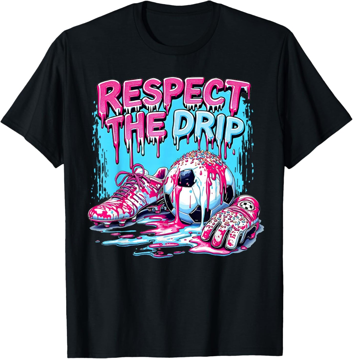 Soccer Ice Cream Sprinkles Theme Youth Respect The Drip Kids T-Shirt - T-Shirt | Black