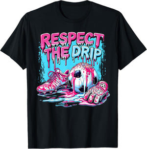 Soccer Ice Cream Sprinkles Theme Youth Respect The Drip Kids T-Shirt - T-Shirt | Black