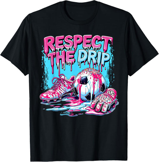 Soccer Ice Cream Sprinkles Theme Youth Respect The Drip Kids T-Shirt - T-Shirt | Black