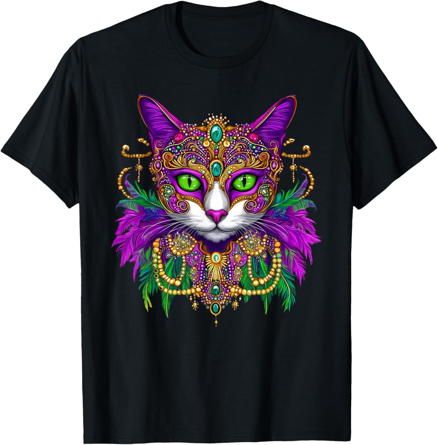 Meowdi Gras Mardi Gras Cat Lover New Orleans Louisiana Men Women Kids T-Shirt - T-Shirt | Black