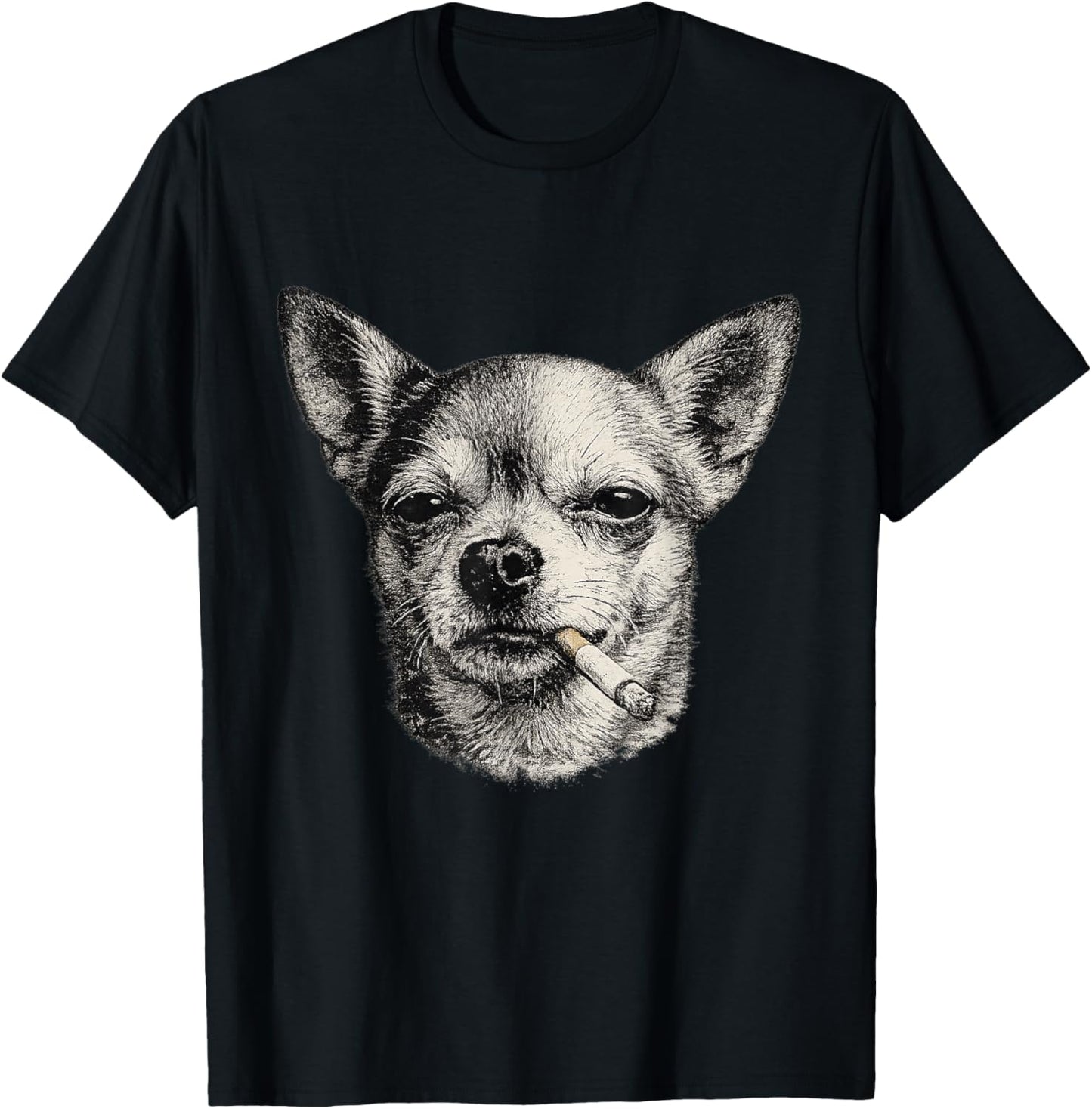 Hund raucht Zigarette Lustig Chihuahua Meme T-Shirt - T-Shirt | Black
