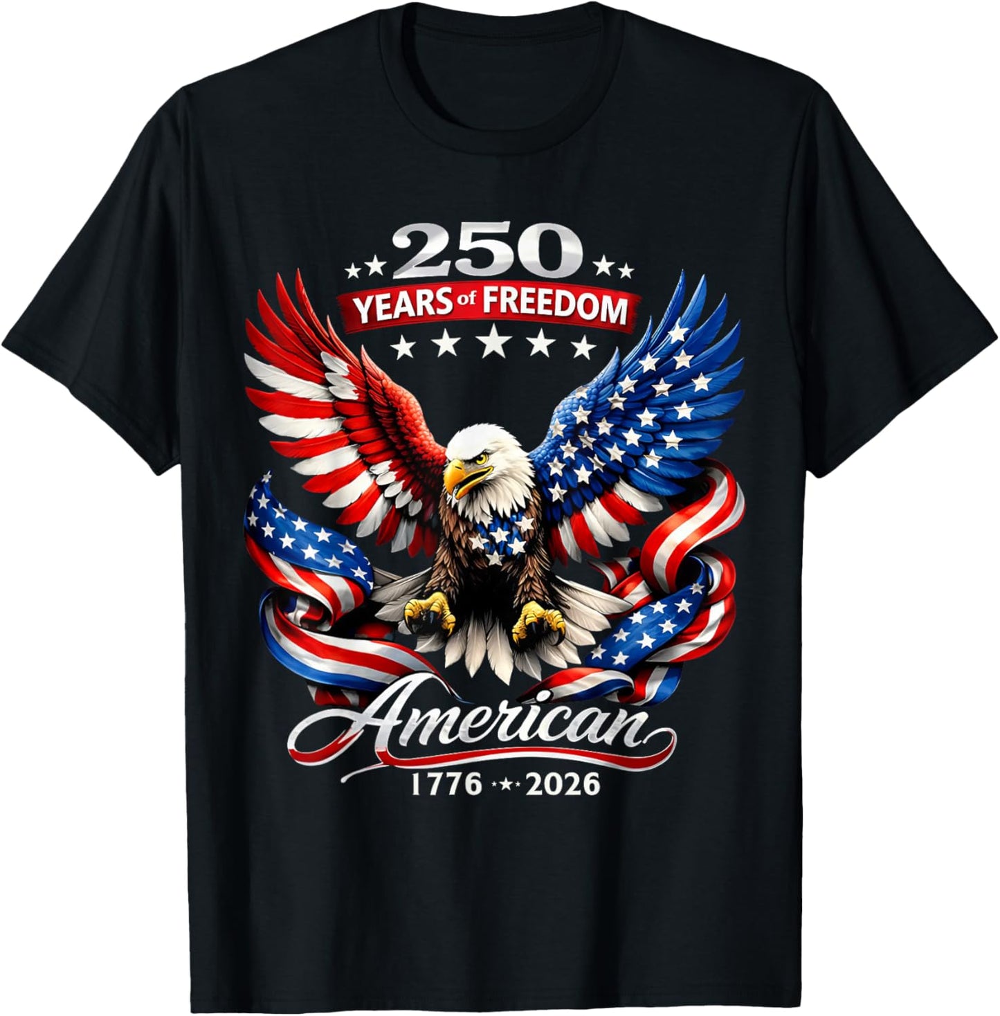 250 Years American Flag Anniversary USA 250th Birthday T-Shirt - T-Shirt | Black