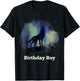 Birthday Wolf Boy Man Howling Wolves Teen 8-10 years boys T-Shirt - T-Shirt | Black