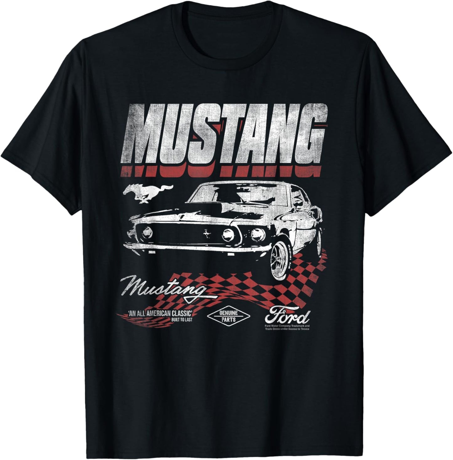 Ford Mustang Checkered Race T-Shirt - T-Shirt | Black