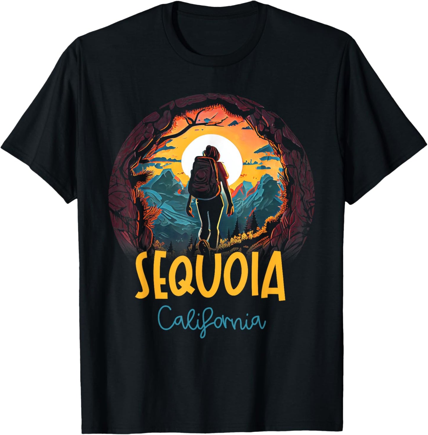Sequoia California Souvenir Hiking T-Shirt - T-Shirt | Black