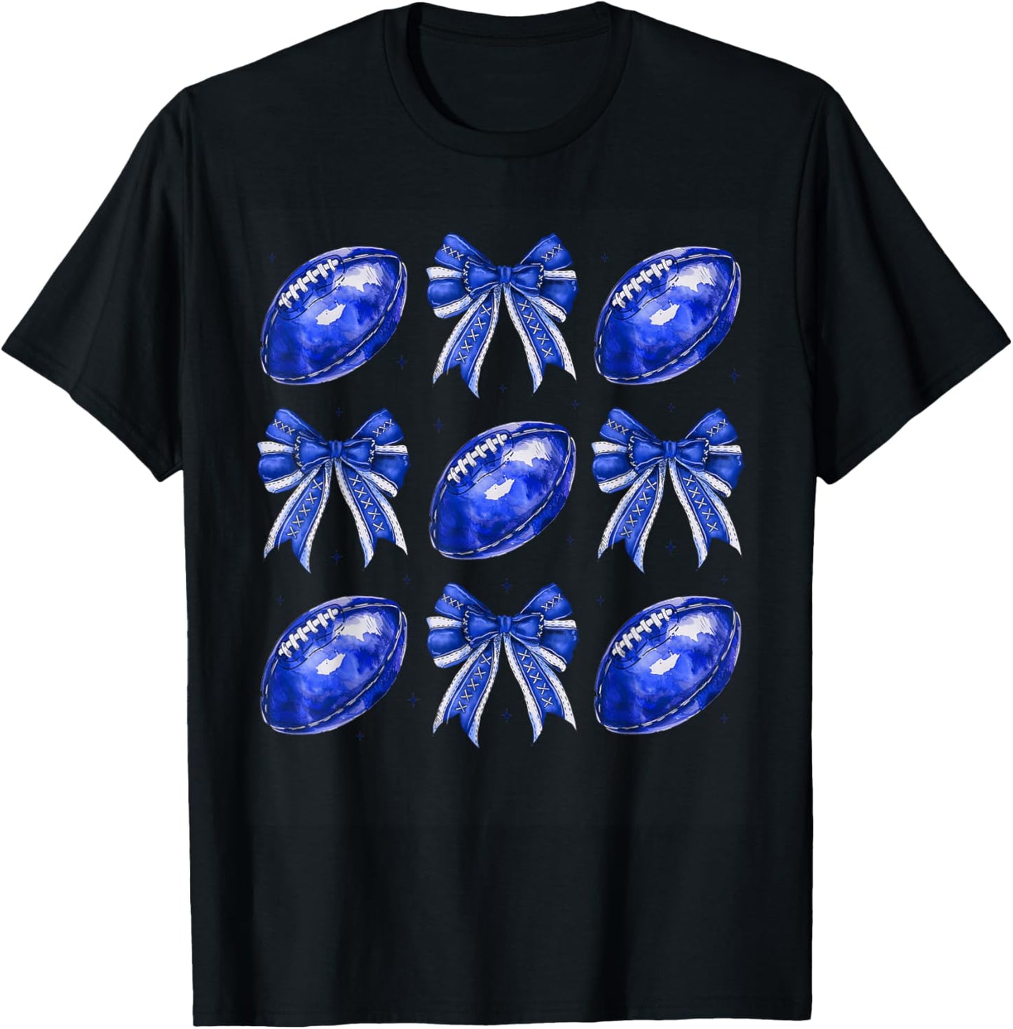 Cute Coquette Bow Game Day American Football Player Coach T-Shirt - T-Shirt | Black