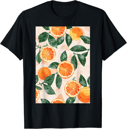 Pattern Art Orange Vintage T-Shirt - T-Shirt | Black