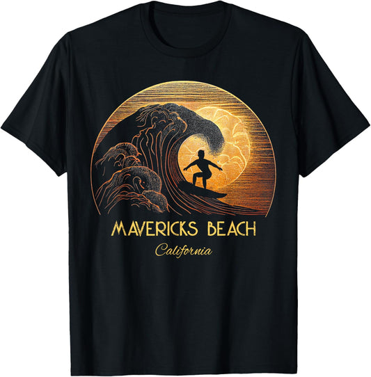 Mavericks Beach California T-Shirt - T-Shirt | Black