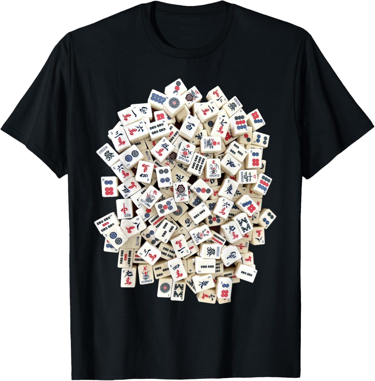 Mah Jong Tiles, Mah Jongg, Mahjong Game Tiles T-Shirt - T-Shirt | Black
