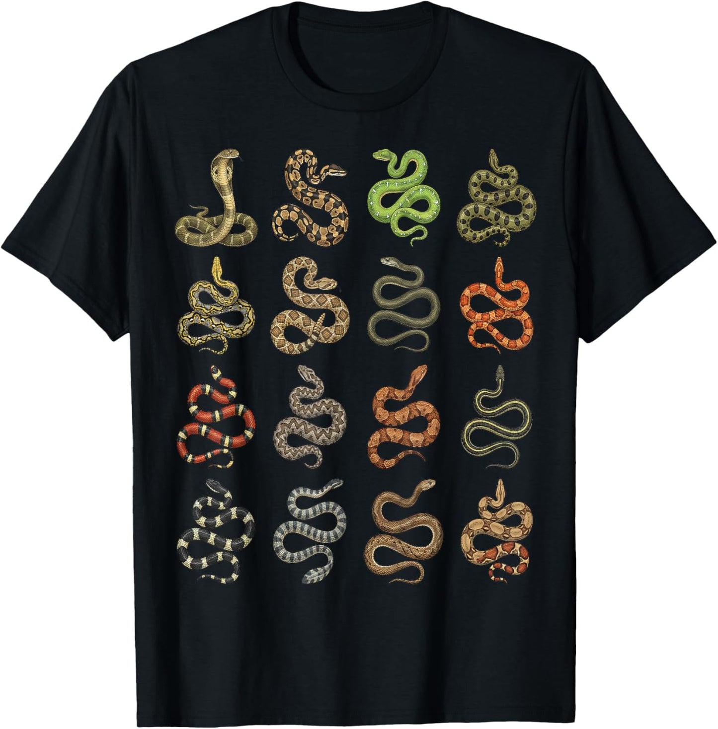 Types of Snakes Chart – Herpetology Species T-Shirt - T-Shirt | Black