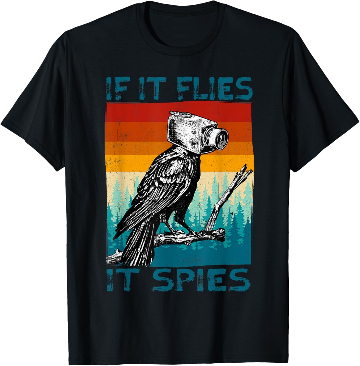 Funny Conspiracy Theory if it Flies it Spies Pigeon Bird T-Shirt - T-Shirt | Black
