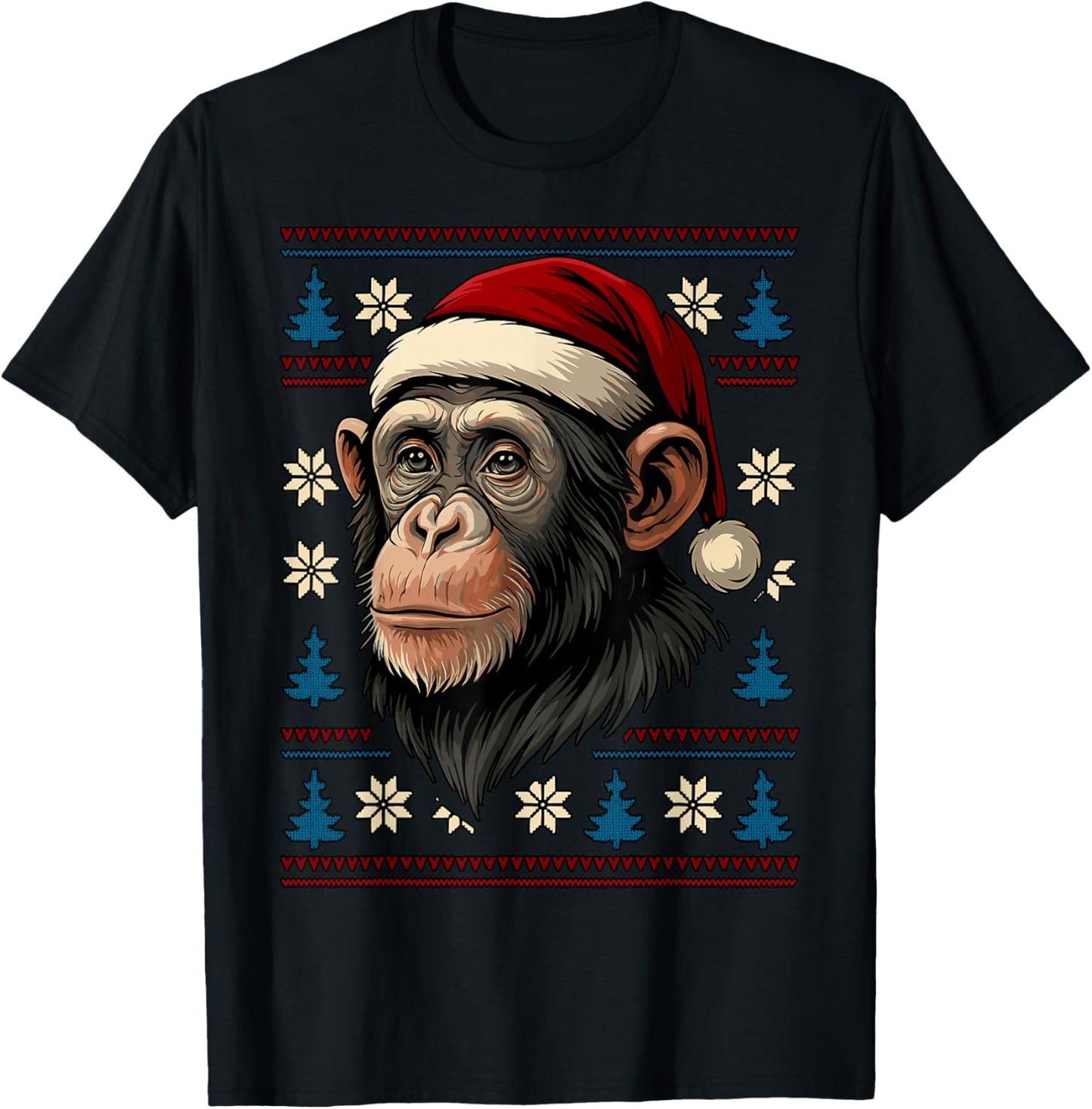 Monkey Ugly Christmas Sweater T-Shirt - T-Shirt | Black