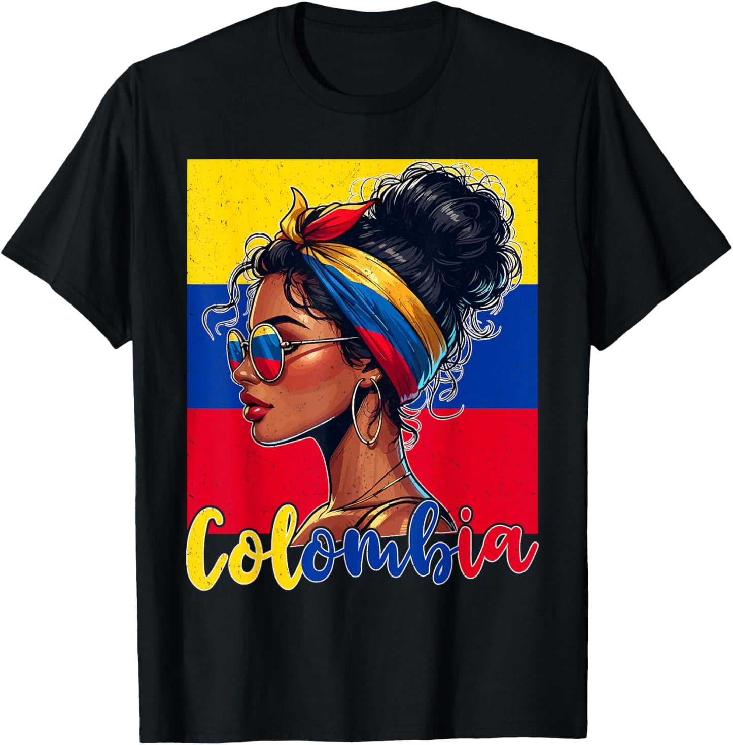 Kolumbianisches Mädchen Kolumbien Flagge Stolze Afro Kolumbianische Frauen T-Shirt - T-Shirt | Black
