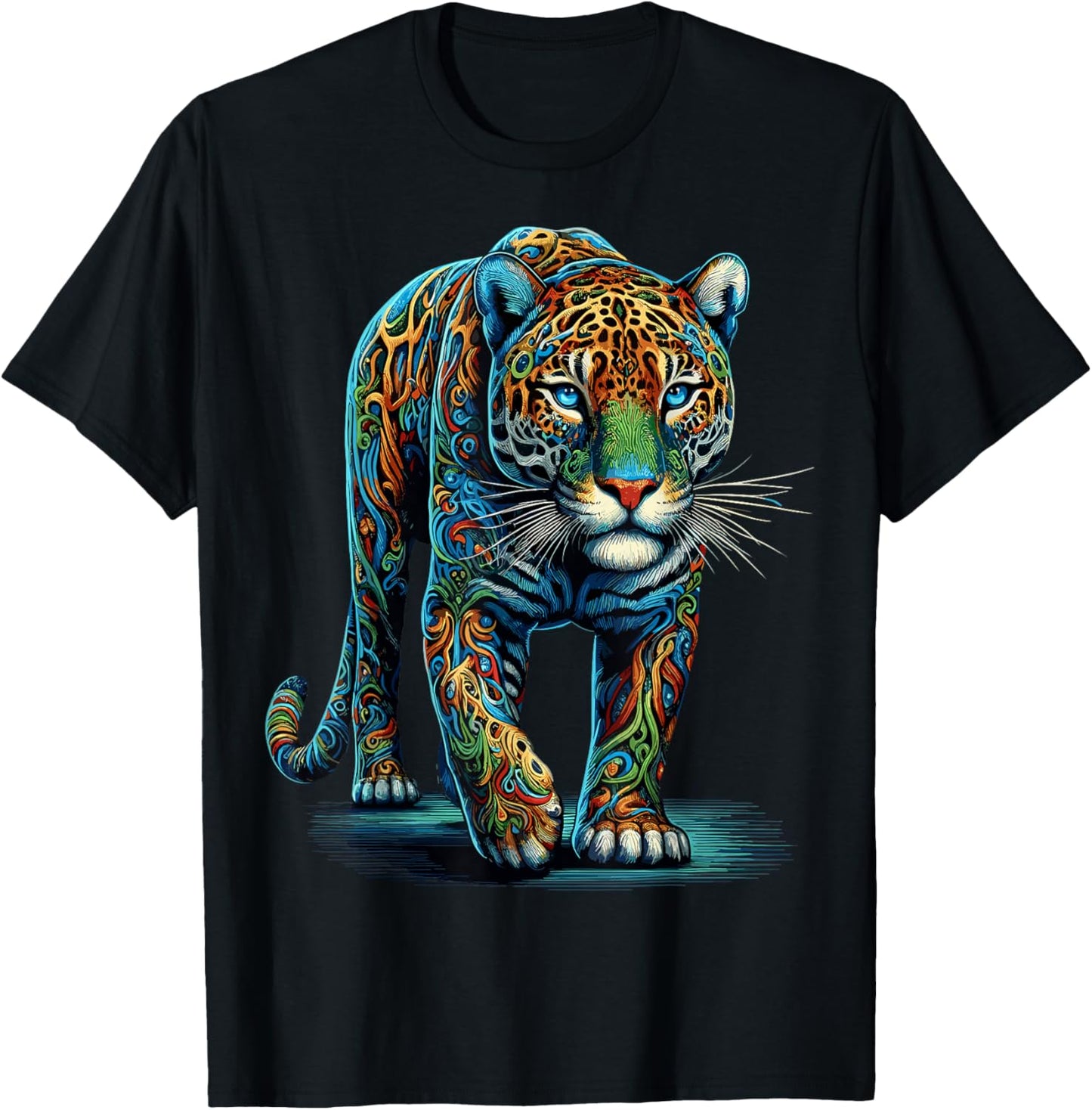 Jaguar Colorful Animal Zoo Jaguars T-Shirt - T-Shirt | Black