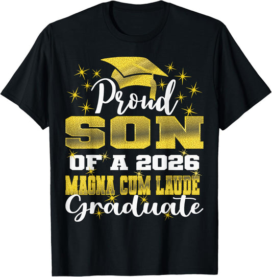 Proud Son of 2026 Magna Cum Laude Graduate 26 T-Shirt - T-Shirt | Black