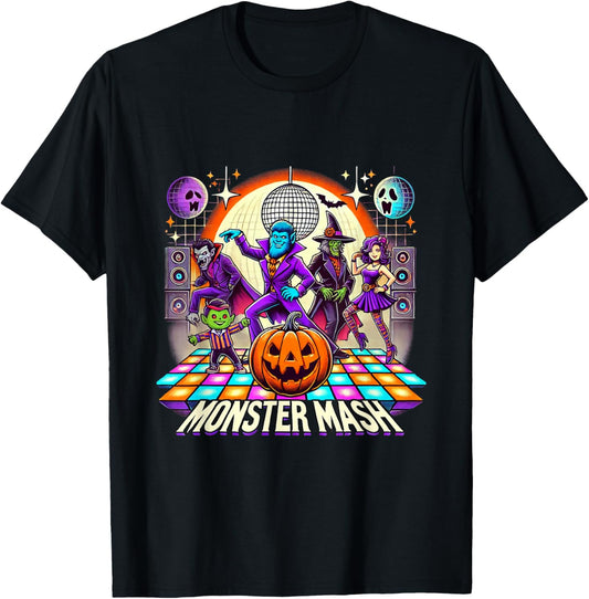 Monster Mash Vintage Ghost Halloween Funny T-Shirt - T-Shirt | Black